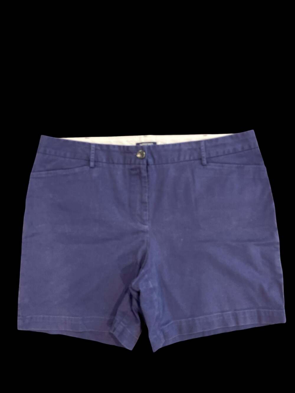 Lands' End Women's Mid Rise Chino Shorts Navy Blue Size 18